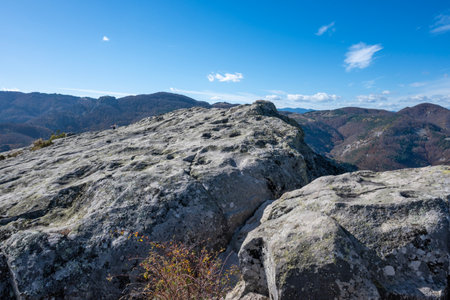 Autumn view of Belintash - ancient sanctuary dedicated to the god Sabazios at Rhodope Mountains, Bulgariaの写真素材