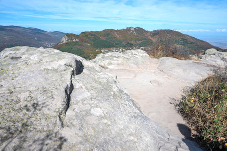 Autumn view of Belintash - ancient sanctuary dedicated to the god Sabazios at Rhodope Mountains, Bulgariaの写真素材