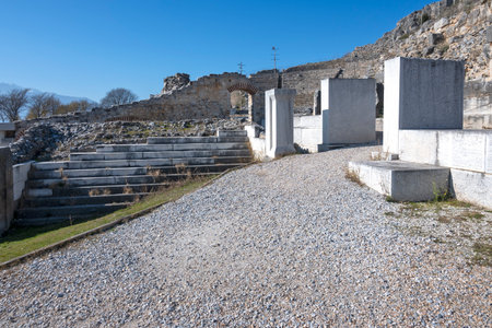 Ancient Ruins at archaeological area of Philippi, Eastern Macedonia and Thrace, Greeceの写真素材