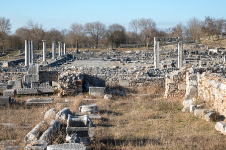 Ancient Ruins at archaeological area of Philippi, Eastern Macedonia and Thrace, Greeceの写真素材
