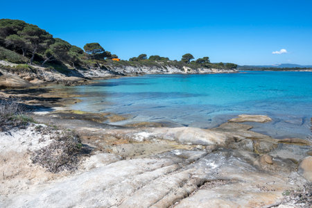 Amazing view of Sithonia coastline near Karydi Beach, Chalkidiki, Central Macedonia, Greeceの写真素材