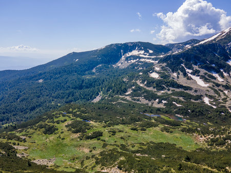 Amazing Aerial view of Pirin Mountain near Popovo Lake, Bulgaria