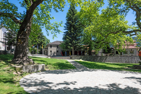 Sprring view of Village of Metsovo near city of Ioannina, Epirus Region, Greeceの写真素材