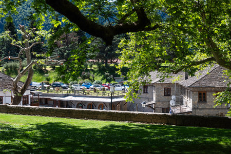 Sprring view of Village of Metsovo near city of Ioannina, Epirus Region, Greeceの写真素材
