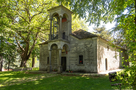 Sprring view of Village of Metsovo near city of Ioannina, Epirus Region, Greeceの写真素材