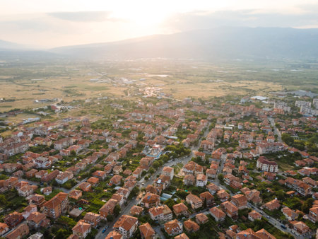 Aerial view of town of Petrich, Blagoevgrad region, Bulgaria