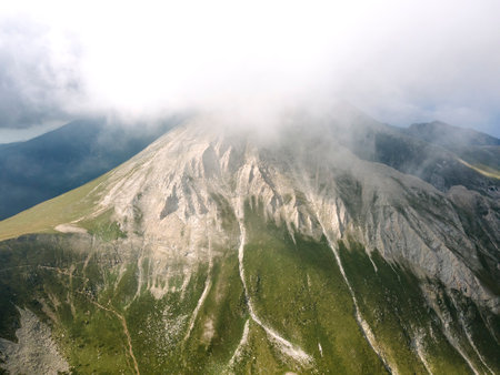 Aerial view of Pirin Mountain near Vihren Peak, Bulgaria