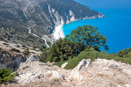 Amazing view of Myrtos Beach, Cephalonia, Ionian Islands, Greeceの写真素材