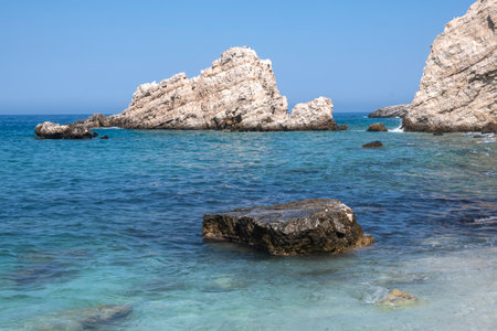 Amazing view of Petani Beach, Cephalonia, Ionian Islands, Greeceの写真素材