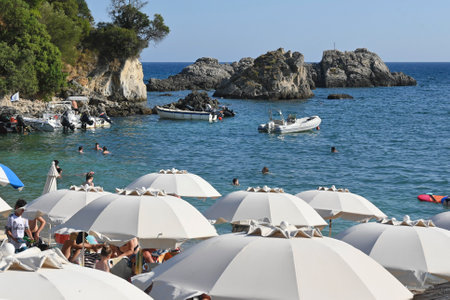 PARGA, GREECE - AUGUST 5, 2024: Amazing Summer view of Town of Parga, Epirus, Greeceの写真素材