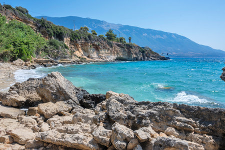 Amazing view of Pessada Beach, Cephalonia, Ionian Islands, Greeceの写真素材