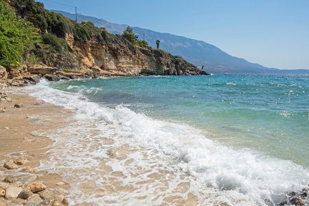 Amazing view of Pessada Beach, Cephalonia, Ionian Islands, Greeceの写真素材