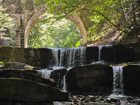 Panorama of Sitovo waterfall at Rhodopes Mountain, Plovdiv region, Bulgariaの写真素材