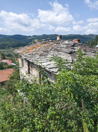Panorama of Village of Lilkovo with Authentic nineteenth century houses, Plovdiv Region, Bulgariaの写真素材