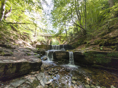 Panorama of Sitovo waterfall at Rhodopes Mountain, Plovdiv region, Bulgaria