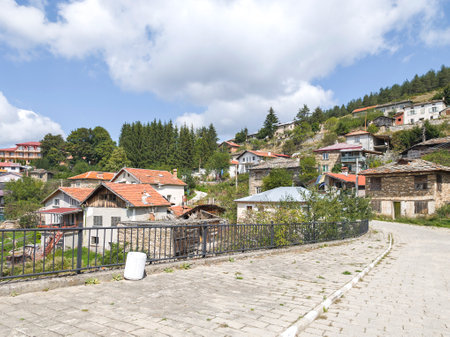 Panorama of Village of Lilkovo with Authentic nineteenth century houses, Plovdiv Region, Bulgariaの写真素材