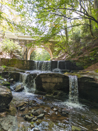 Panorama of Sitovo waterfall at Rhodopes Mountain, Plovdiv region, Bulgariaの写真素材