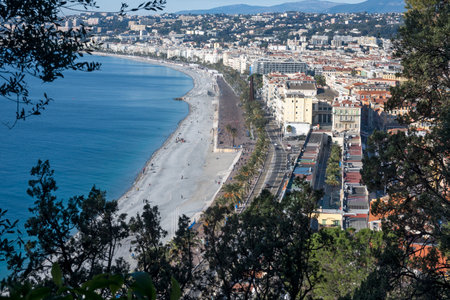 Panoramic view of city of Nice, Provence Alpes-Cote d'Azur, Franceの写真素材