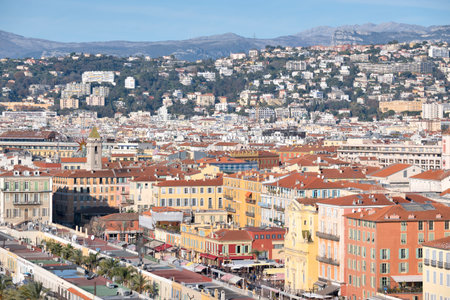 Panoramic view of city of Nice, Provence Alpes-Cote d'Azur, Franceの写真素材