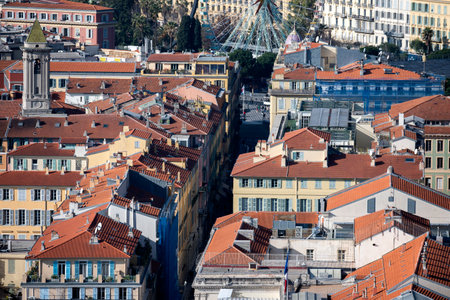 Panoramic view of city of Nice, Provence Alpes-Cote d'Azur, Franceの写真素材