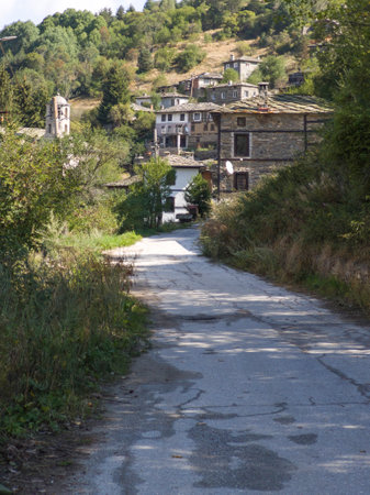 Panorama of Village of Sitovo with Authentic nineteenth century houses, Plovdiv Region, Bulgariaの写真素材