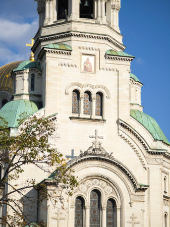 SOFIA, BULGARIA - SEPTEMBER 12, 2024:  Amazing view of Cathedral Saint Alexander Nevski in Sofia, Bulgariaの写真素材
