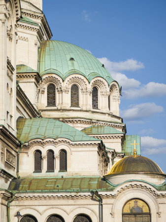 SOFIA, BULGARIA - SEPTEMBER 12, 2024:  Amazing view of Cathedral Saint Alexander Nevski in Sofia, Bulgariaの写真素材