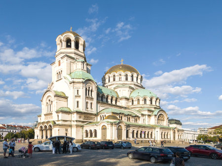SOFIA, BULGARIA - SEPTEMBER 12, 2024:  Amazing view of Cathedral Saint Alexander Nevski in Sofia, Bulgariaの写真素材