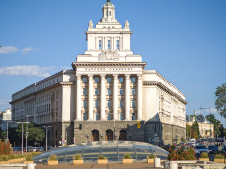 SOFIA, BULGARIA - SEPTEMBER 12, 2024:   Panorama of Independence Square and Hagia Sophia monument in city of Sofia, Bulgariaの写真素材