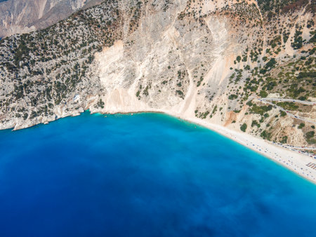 Amazing view of Myrtos Beach, Cephalonia, Ionian Islands, Greeceの写真素材