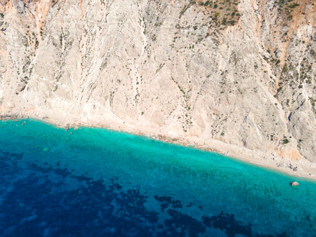 Amazing view of Platia Ammos Beach, Cephalonia, Ionian Islands, Greeceの写真素材