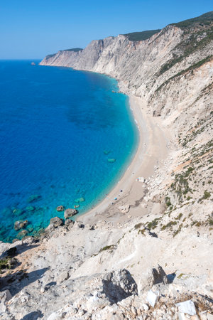 Amazing view of Platia Ammos Beach, Cephalonia, Ionian Islands, Greeceの写真素材