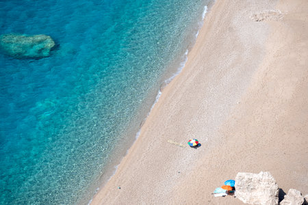 Amazing view of Platia Ammos Beach, Cephalonia, Ionian Islands, Greeceの写真素材