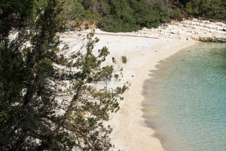 Amazing view of Emplisi Fiskardo Beach, Cephalonia, Ionian Islands, Greeceの写真素材