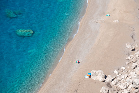 Amazing view of Platia Ammos Beach, Cephalonia, Ionian Islands, Greeceの写真素材