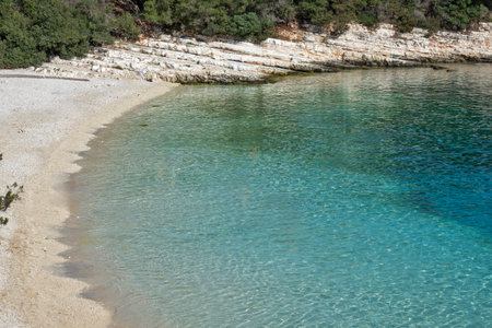 Amazing view of Emplisi Fiskardo Beach, Cephalonia, Ionian Islands, Greeceの写真素材