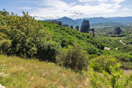 Amazing Panoramic view of Meteora Monasteries, Thessaly, Greeceの写真素材