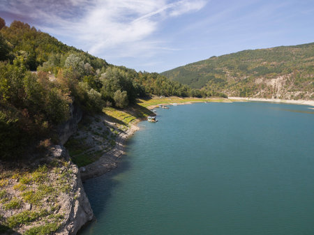 Amazing view of Zavoj Lake (Zavojsko jezero) at Stara Planina Mountain, Serbiaの写真素材