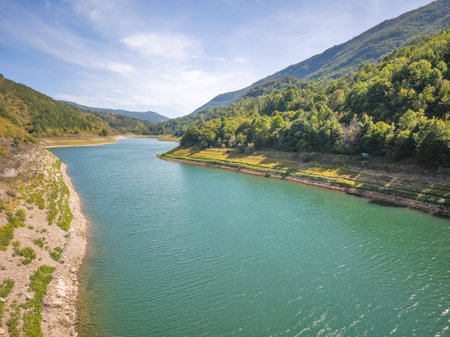 Amazing view of Zavoj Lake (Zavojsko jezero) at Stara Planina Mountain, Serbiaの写真素材