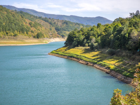 Amazing view of Zavoj Lake (Zavojsko jezero) at Stara Planina Mountain, Serbiaの写真素材