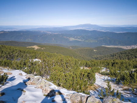 Amazing Autumn landscape of Rila Mountain near Mechit and Popova Kapa peaks, Bulgariaの写真素材