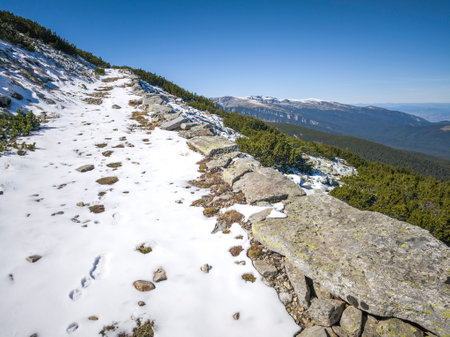Amazing Autumn landscape of Rila Mountain near Mechit and Popova Kapa peaks, Bulgariaの写真素材