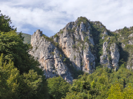 Amazing Summer Landscape of Jerma River Gorge at Vlaska Mountain, Dimitrovgrad region, Serbiaの写真素材