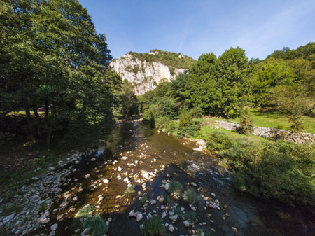 Amazing Summer Landscape of Jerma River Gorge at Vlaska Mountain, Dimitrovgrad region, Serbiaの写真素材