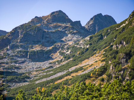 Amazing Autumn Landscape of Rila Mountain near Malyovitsa peak, Bulgariaの写真素材