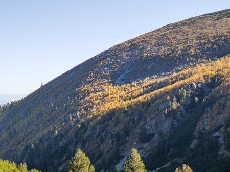 Amazing Autumn Landscape of Rila Mountain near Malyovitsa peak, Bulgariaの写真素材