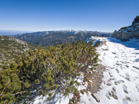 Amazing Autumn landscape of Rila Mountain near Mechit and Popova Kapa peaks, Bulgariaの写真素材