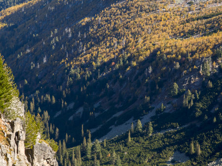 Amazing Autumn Landscape of Rila Mountain near Malyovitsa peak, Bulgariaの写真素材