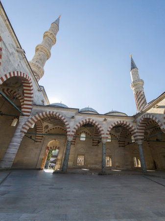 Uc Serefeli (BurmalÄ± or Three Balconies) mosque Mosque at the center of city of Edirne,  East Thrace, Turkeyの写真素材
