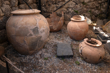 Ancient Greek Ruins of Necromanteion of Acheron near village of Mesopotamos, Epirus, Greeceの写真素材